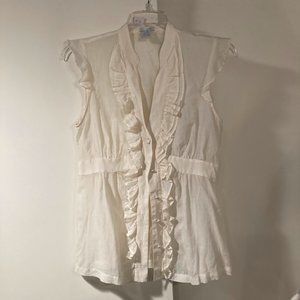 Odille Ivory Frill  Blouse short sleeve Size 4 Womens